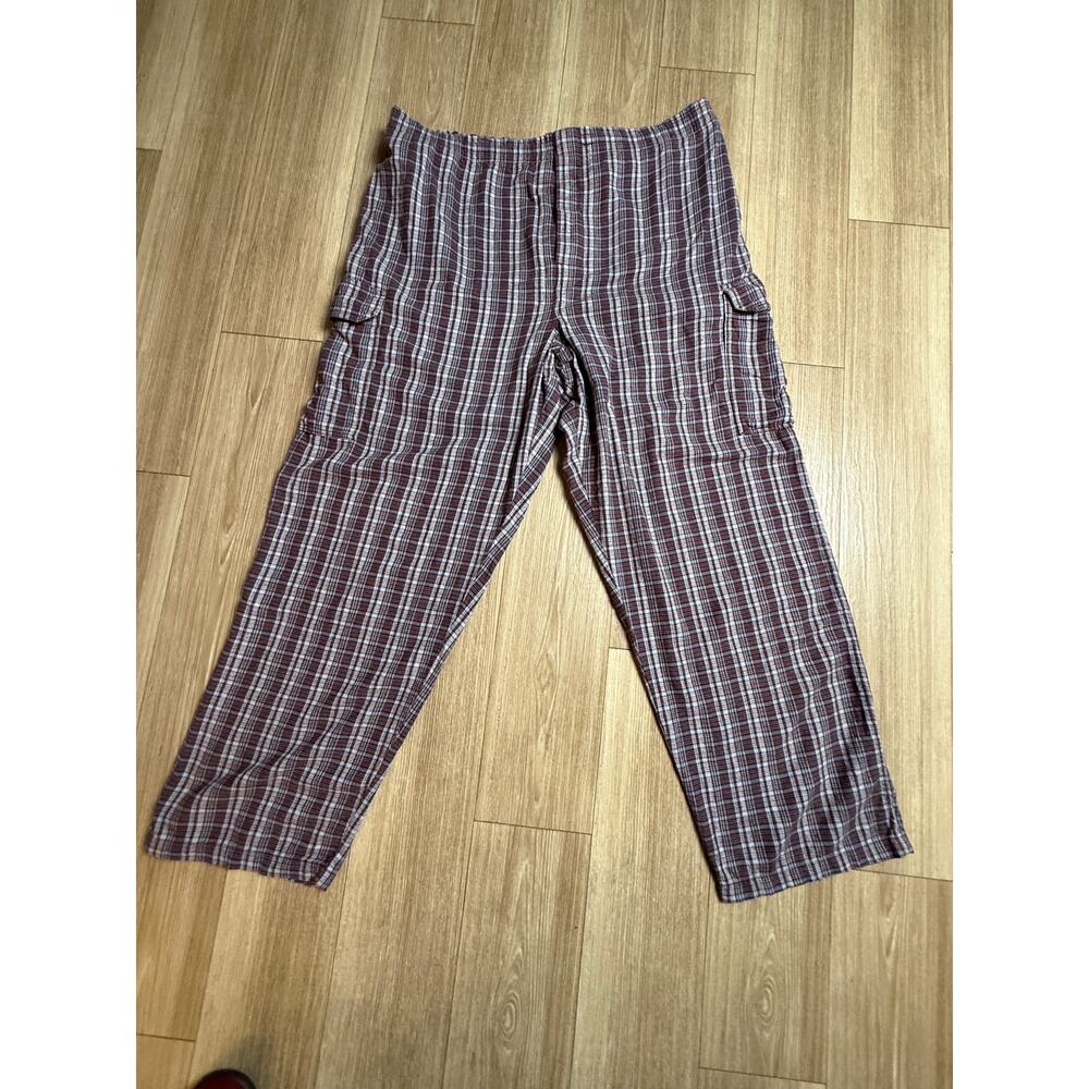 Nordstrom XL Burgundy Plaid 100% Cotton Flannel Pajama Lounge Pants Men